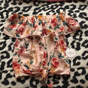 Off the shoulder floral top with tie